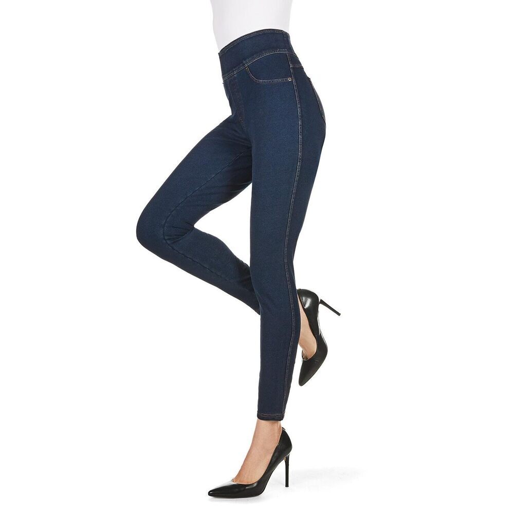 MeMoi Women's Black Denim Shaping Jean Women's Leggings L/XL